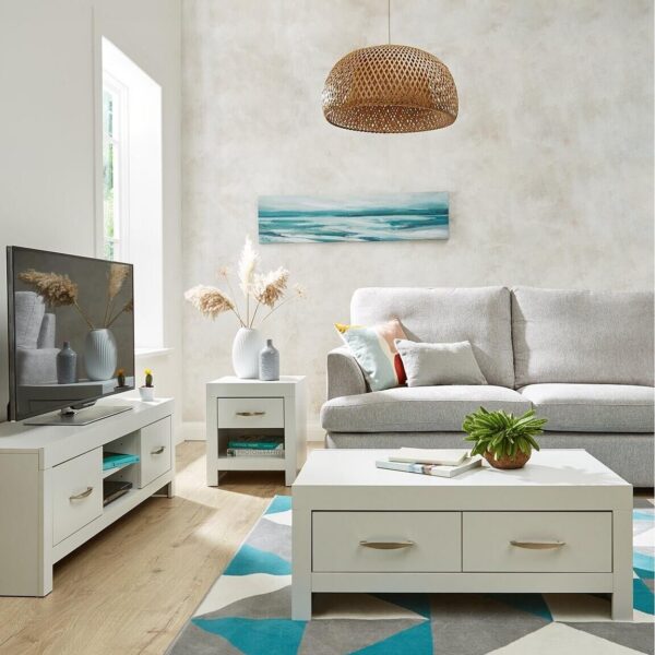 Clanford 3 Piece Package - TV Unit, Coffee Table and Lamp Table White