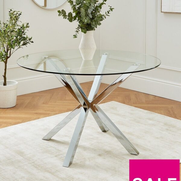 Chopstick 120 cm Round Dining Table Chrome Elegant Stylish Furniture