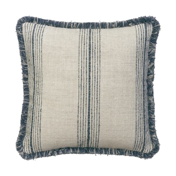 Atrani Stripe Navy, Sustainable Feather, Cushion, Denim - Andrew Martin Sophie Paterson Linen & Linen Blend & Viscose Blend