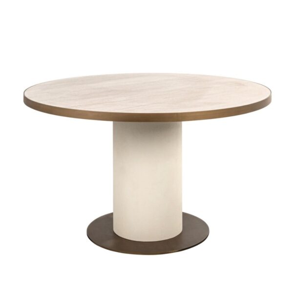 Round Ceramic Brass Detailed Dining Table