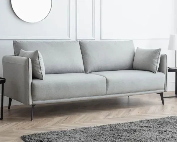 Julian Bowen Rohe Platinum Fabric 3 Seater Sofa