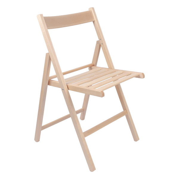 Beige Folding Chair – Solid Beech Wood Frame for Dining & Events