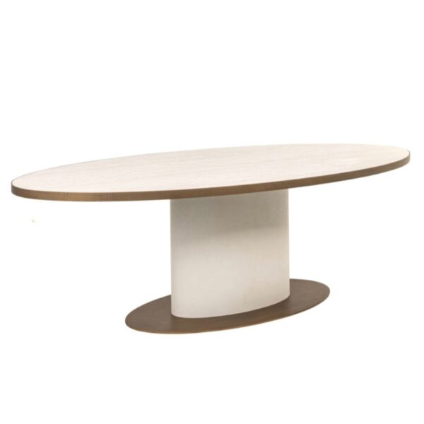 Oval Ceramic Brass Detailed Dining Table