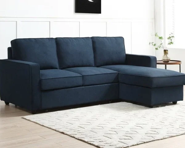 Kyoto Myles Blue Weave Corner Sofa Bed