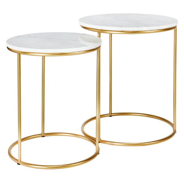 Milly White Marble and Gold Metal 2 End Table
