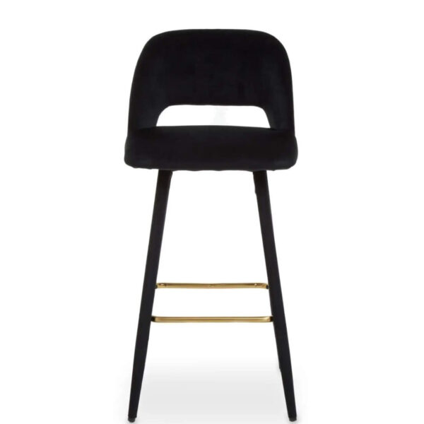 Chic Black Velvet Barstool