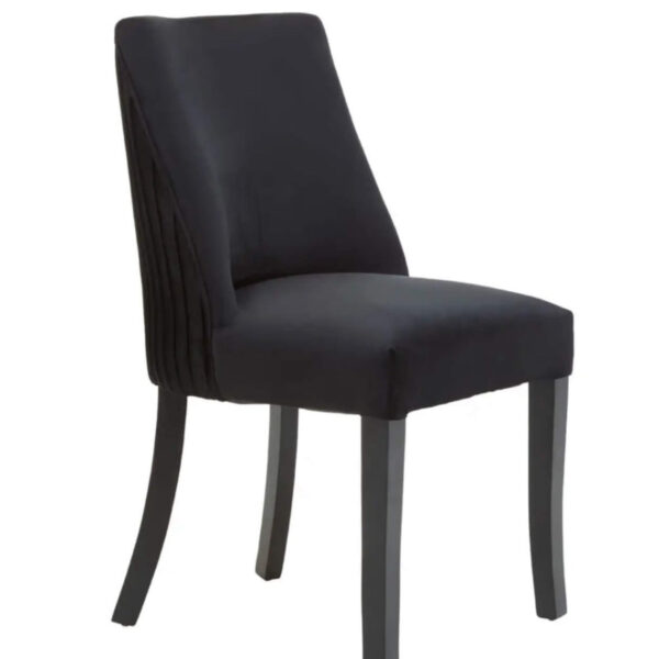 Black Velvet Pleated Back Dining Chair