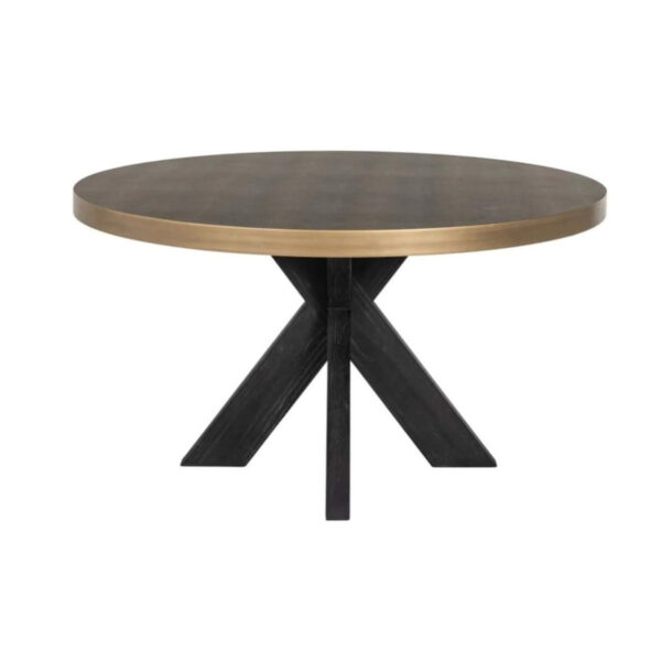 Textured Brass Trim Round Dining Table