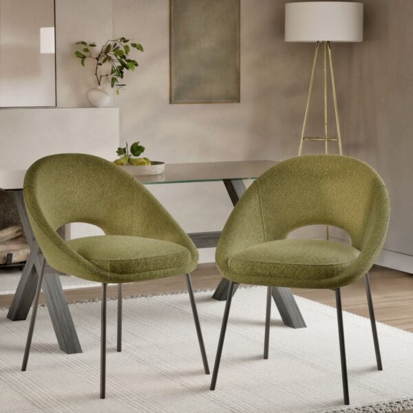 M&S Set of 2 Curve Dining Chairs Forest Green