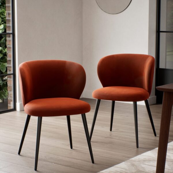 M&S Set of 2 Molly Curve Dining Chairs Rust