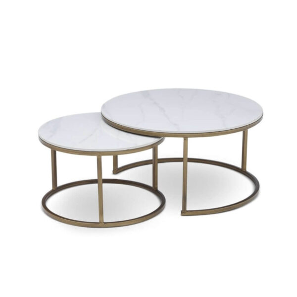 Calacatta Style Brass Based Coffee Table