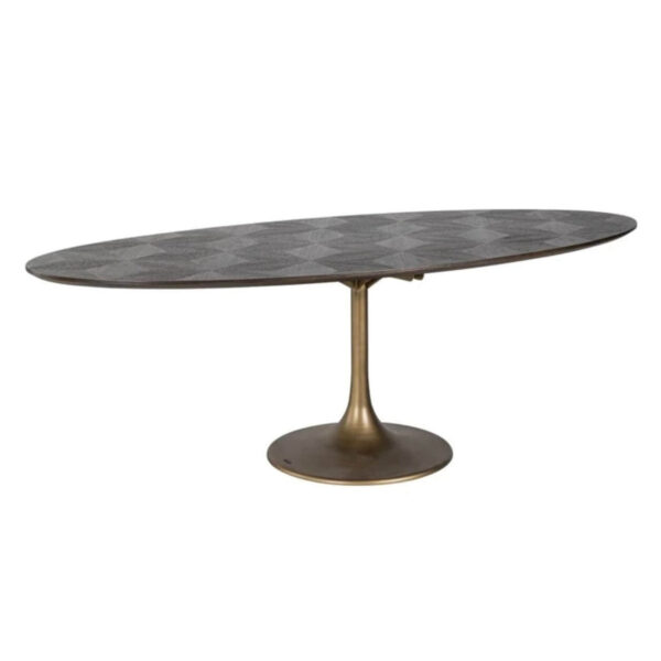 Oval Dark Brown Diamond Top Dining Table