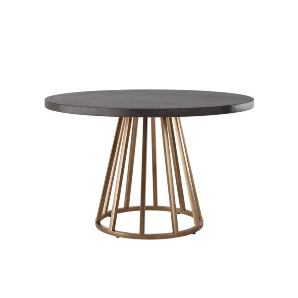 Dark Grey Concrete Top Round Dining Table