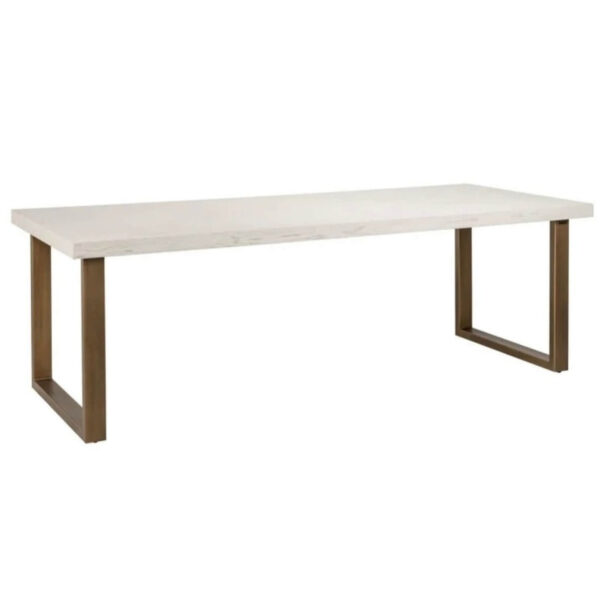 Herringbone Ash Grey Brass Dining Table