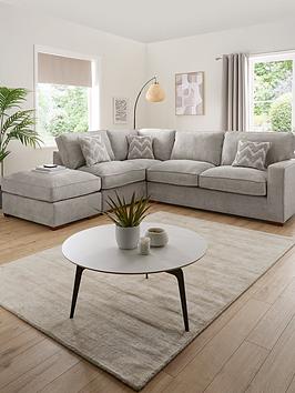 Very Home Jenna Left Hand Fabric Corner Chaise With Footstool - Made To Order In The Uk