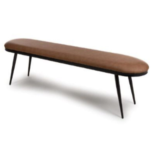 Aara Faux Leather Dining Bench With Metal Legs In Tan