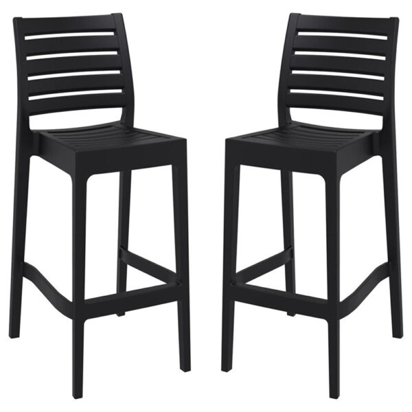 Albany Black Polypropylene Bar Stools With Glass Fiber In Pair