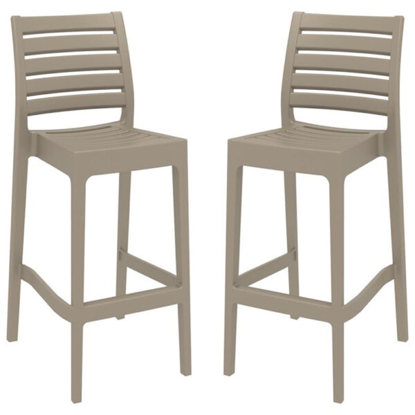 Albany Taupe Polypropylene Bar Stools With Glass Fiber In Pair