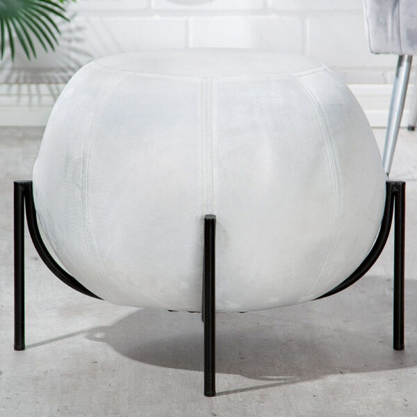Albion Velvet Stool With Metal Frame In White