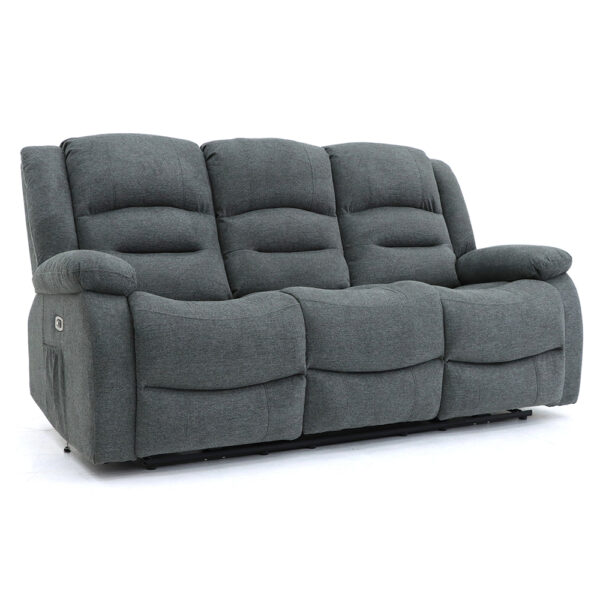 Alta Fabric Electric Recliner 3 Seater Sofa In Graphite
