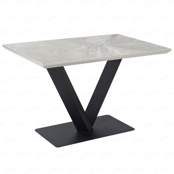 Anzio Ceramic Marble Rectangular Dining Table In Grey
