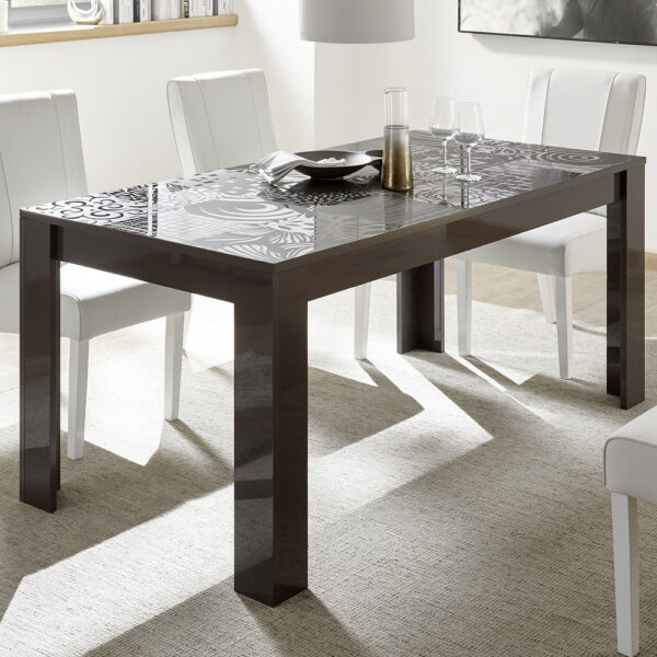 Ardent High Gloss Rectangular Dining Table In Grey