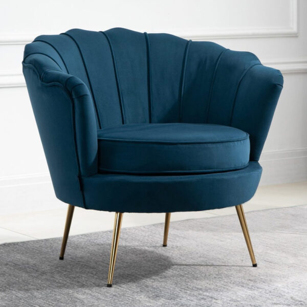 Arlington Fabric Accent Chair With Gold Legs In Blue