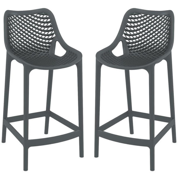 Aultas 65cm Dark Grey Polypropylene Bar Stools In Pair