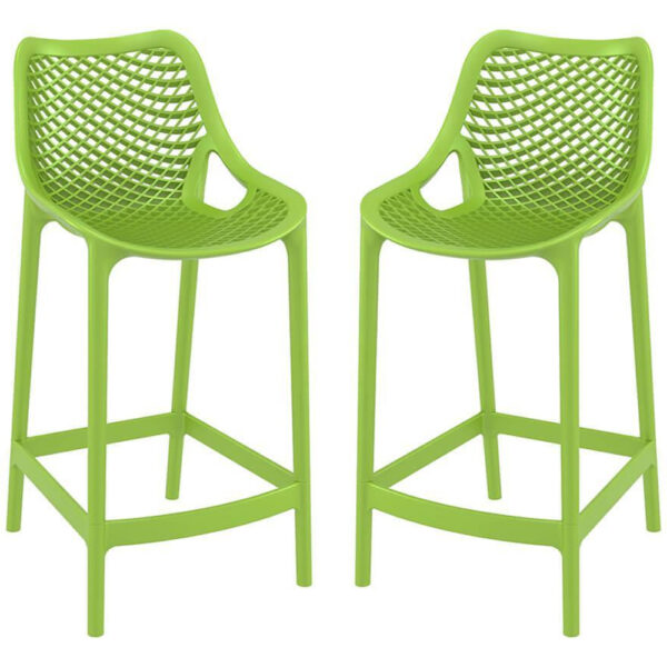 Aultas 65cm Tropical Green Polypropylene Bar Stools In Pair