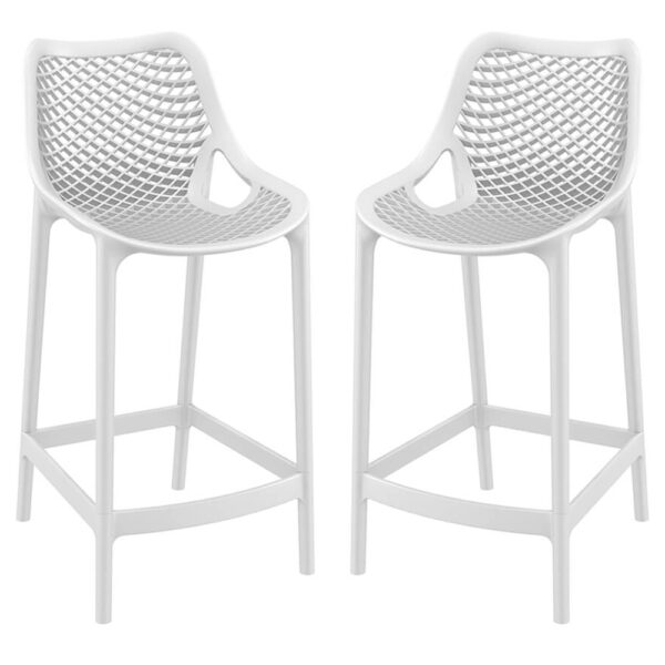 Aultas 65cm White Polypropylene Bar Stools In Pair