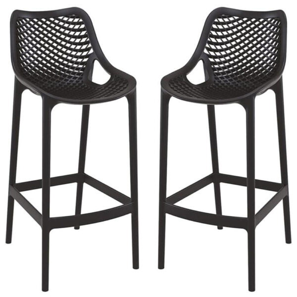 Aultas 75cm Black Polypropylene Bar Stools In Pair