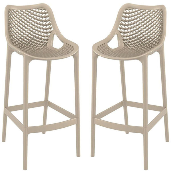 Aultas 75cm Taupe Polypropylene Bar Stools In Pair