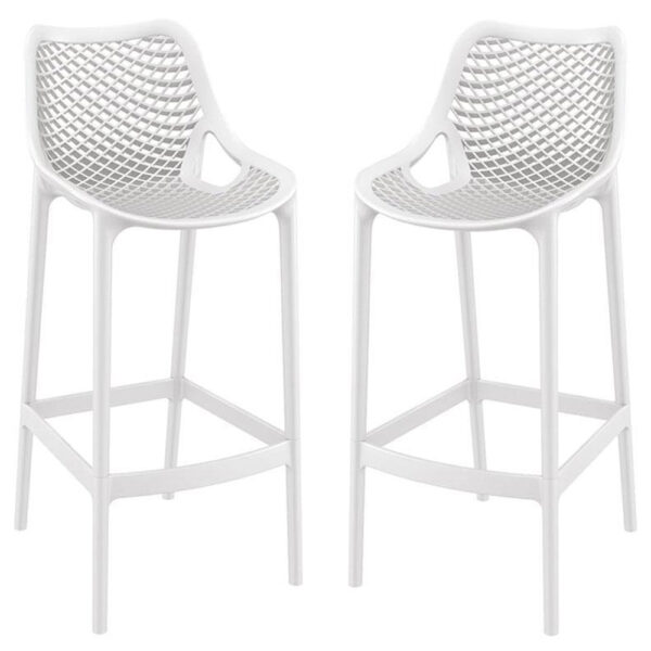 Aultas 75cm White Polypropylene Bar Stools In Pair