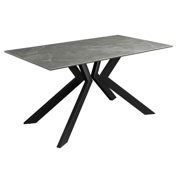 Azure Ceramic Rectangular Dining Table In Matte Grey