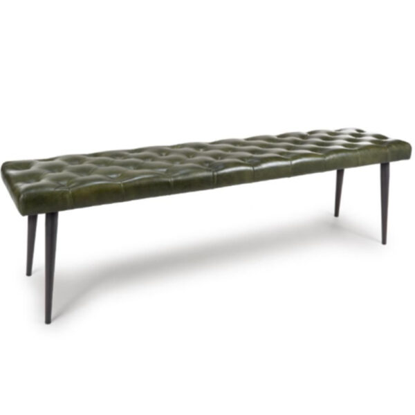Basel Buffalo Leather Dining Bench In Green