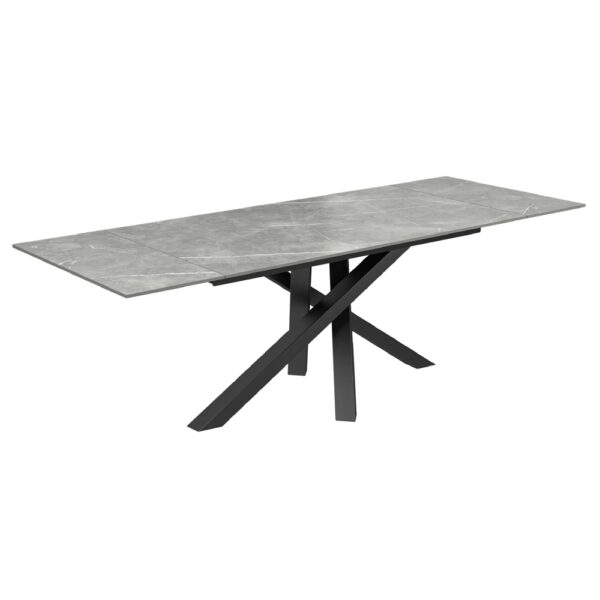 Brandon Large Ceramic Glass Extending Dining Table In Matte Grey