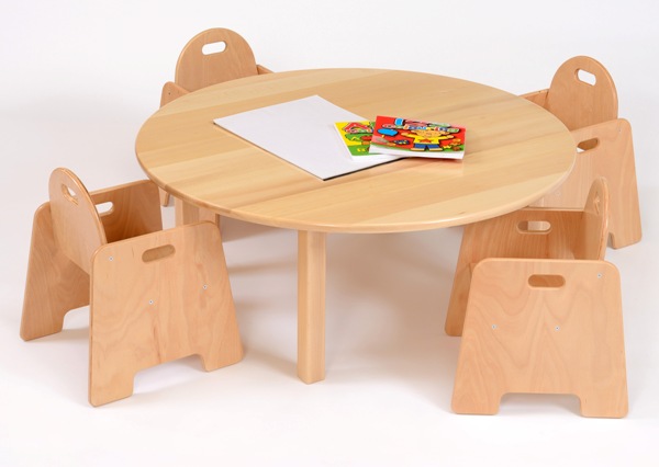 Forest Nursery Solid Beech Circular Table With 4 Ply Chairs