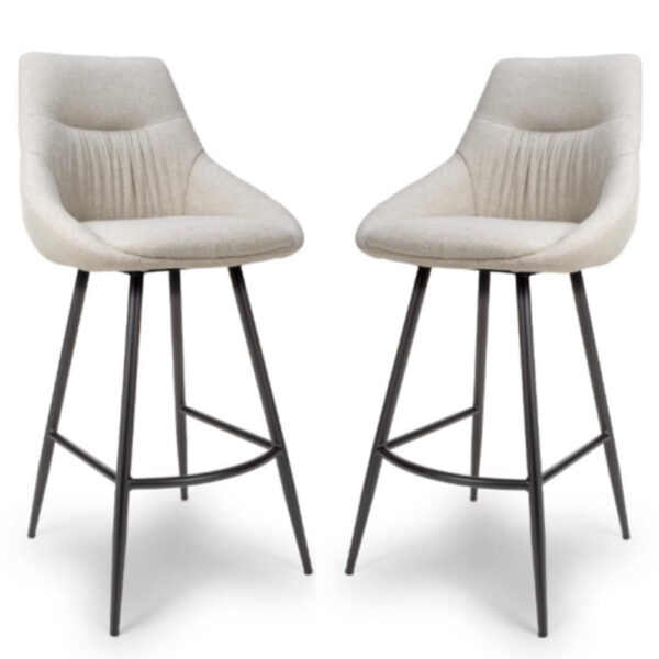 Buxton Natural Fabric Bar Chairs In Pair