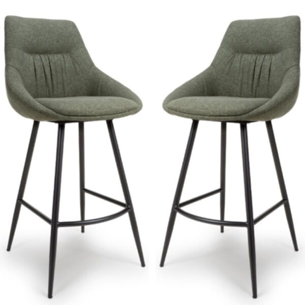 Buxton Sage Fabric Bar Chairs In Pair