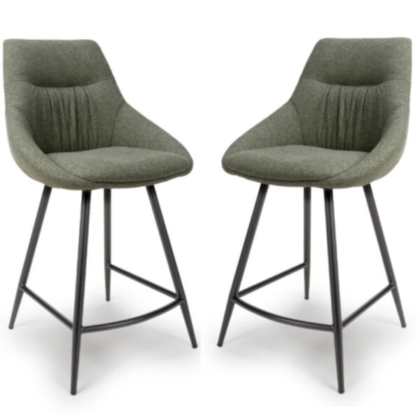 Buxton Sage Fabric Counter Bar Chairs In Pair