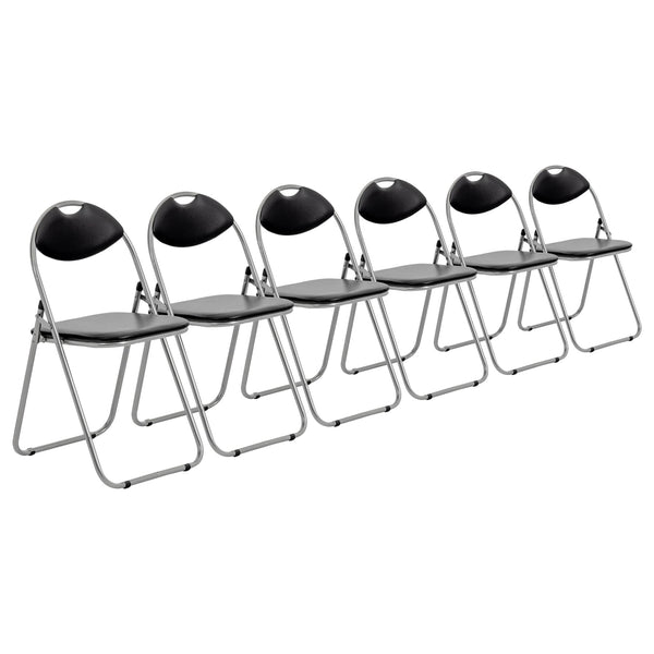 Black Curved Padded Folding Chair - Pack of Six