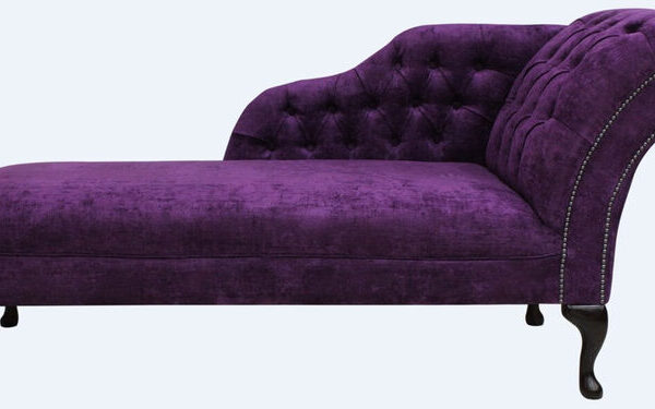 Chesterfield Chaise Lounge Day Bed Velluto Amethyst Purple Fabric