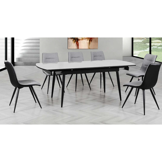 Chieti Extending Sintered Stone Dining Table With 6 Grey Chairs – Chair ...