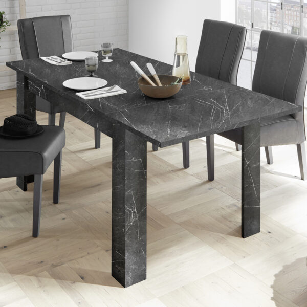 Corvi Wooden Extending Dining Table In Black Marble Effect
