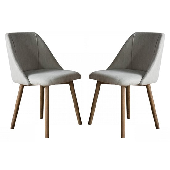 Elliata Natural Fabric Dining Chairs In Pair