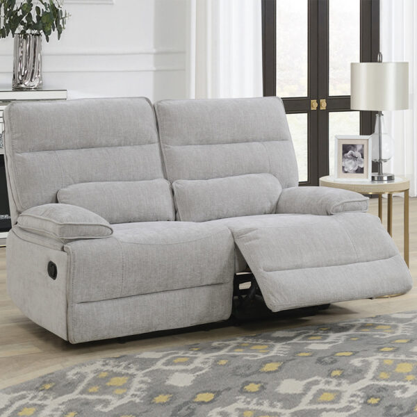 Encino Fabric Recliner 2 Seater Sofa In Grey