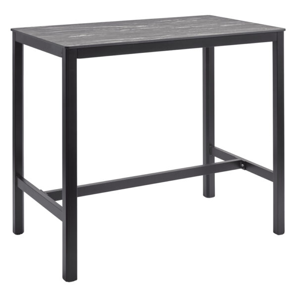 Extro 120cm Wooden Bar Table In Black Marble Textured