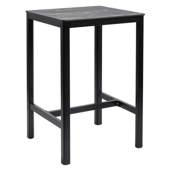 Extro 80cm Wooden Bar Table In Black Marble Textured