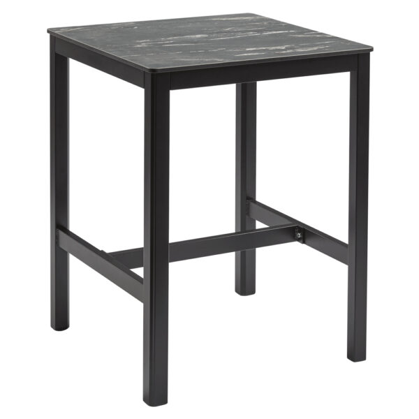 Extro 80cm Wooden Mid Bar Table In Black Marble Textured