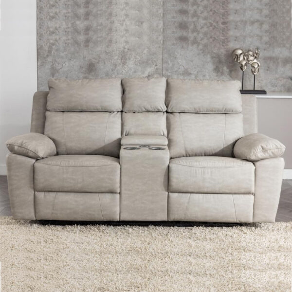 Hanford Fabric Electric Recliner 2 Seater Sofa In Silver Grey